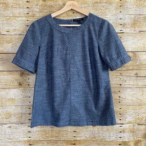 Banana Republic Chambray Dotted S/S Blouse Sz S